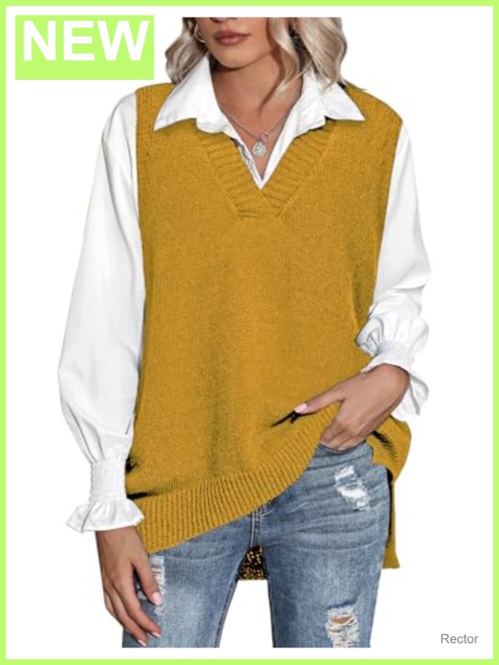 Sleeveless V Neck Oversized Knitted Sweater Vest Pullover